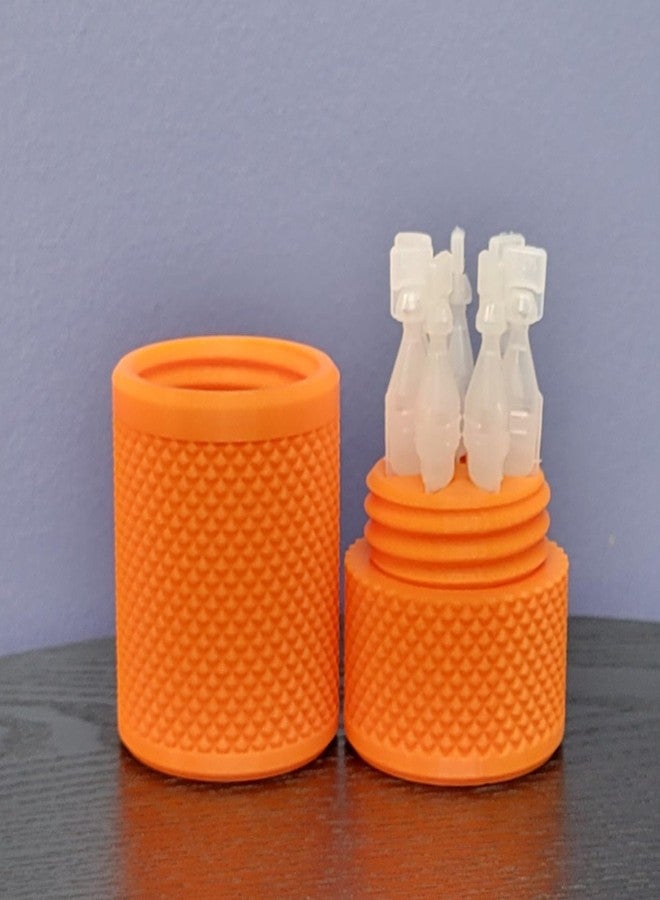 Znet3D Eye Drop Vials Holder & Storage Case - Securely Store Seven (7) Single-Use Vials - Screw-On Lid, Knurled Pattern - Keep Vials Safe & Organized to Keep Track of Your Daily Usage (Orange) - Image 2